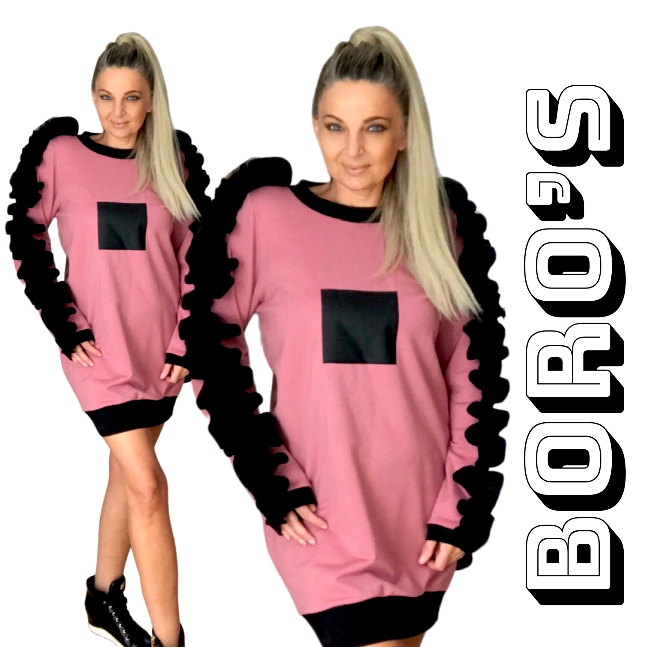 Šaty krátké teplákové starorůžové BOROS DR-S-PIO01